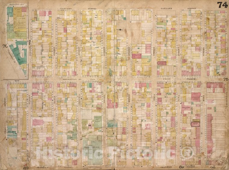 Historic 1868 Map - Brooklyn, Vol. 4, Double Page Plate No. 74; [Map Bounded By Manh - Vintage Wall Art