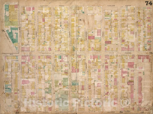 Historic 1868 Map - Brooklyn, Vol. 4, Double Page Plate No. 74; [Map Bounded By Manh - Vintage Wall Art