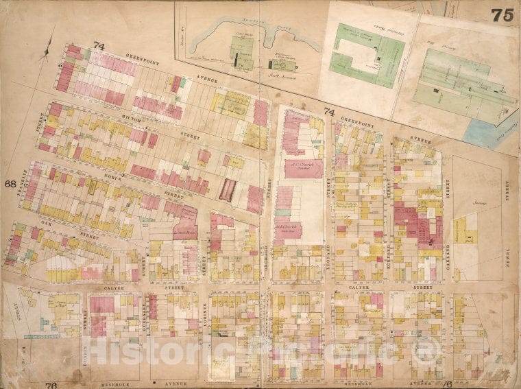 Historic 1868 Map - Brooklyn, Vol. 4, Double Page Plate No. 75; [Map Bounded By Meek - Vintage Wall Art