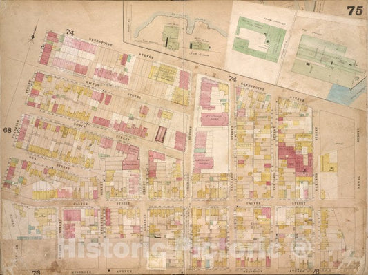 Historic 1868 Map - Brooklyn, Vol. 4, Double Page Plate No. 75; [Map Bounded By Meek - Vintage Wall Art
