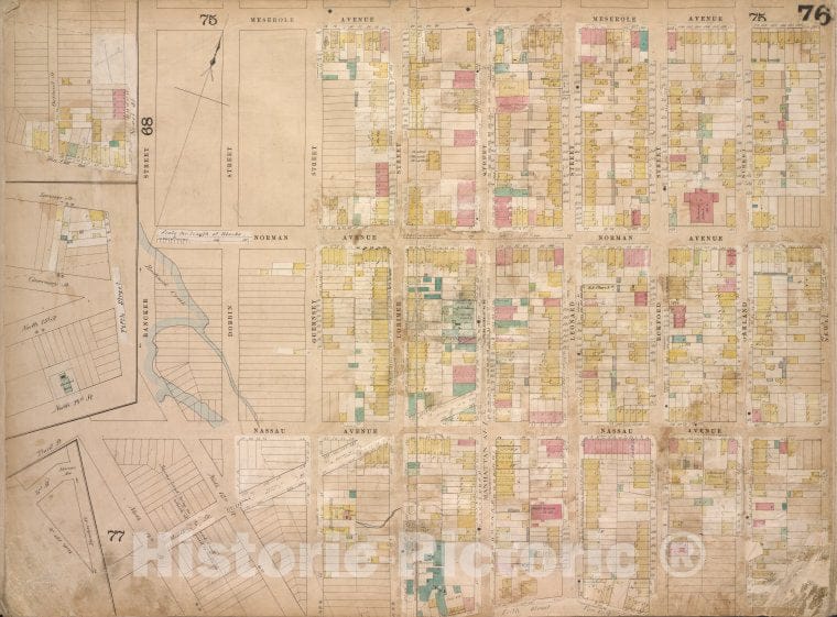 Historic 1868 Map - Brooklyn, Vol. 4, Double Page Plate No. 76; [Map Bounded By Nort - Vintage Wall Art