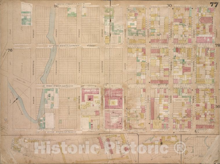 Historic 1868 Map - Brooklyn, Vol. 4, Double Page Plate No. 77; [Map Bounded By Drig - Vintage Wall Art