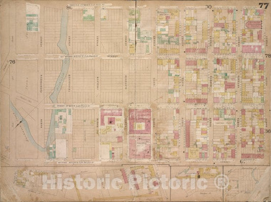 Historic 1868 Map - Brooklyn, Vol. 4, Double Page Plate No. 77; [Map Bounded By Drig - Vintage Wall Art