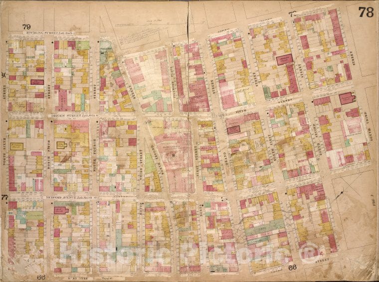 Historic 1868 Map - Brooklyn, Vol. 4, Double Page Plate No. 78; [Map Bounded By Roeb - Vintage Wall Art