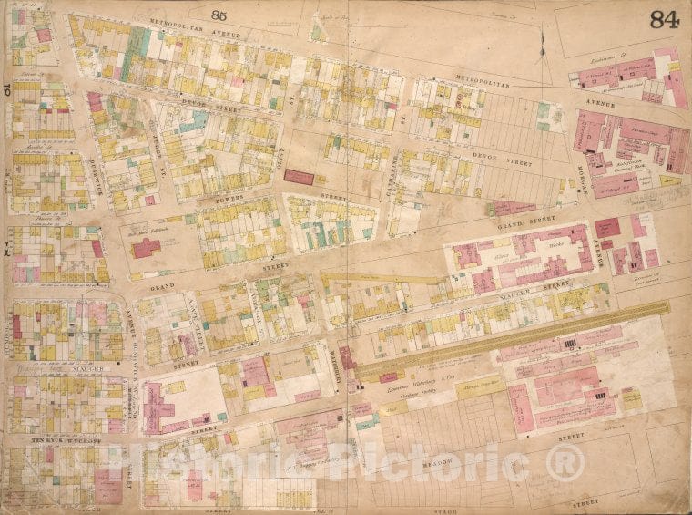 Historic 1868 Map - Brooklyn, Vol. 4, Double Page Plate No. 84; [Map Bounded By Metr - Vintage Wall Art