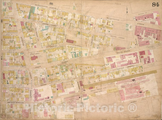 Historic 1868 Map - Brooklyn, Vol. 4, Double Page Plate No. 84; [Map Bounded By Metr - Vintage Wall Art