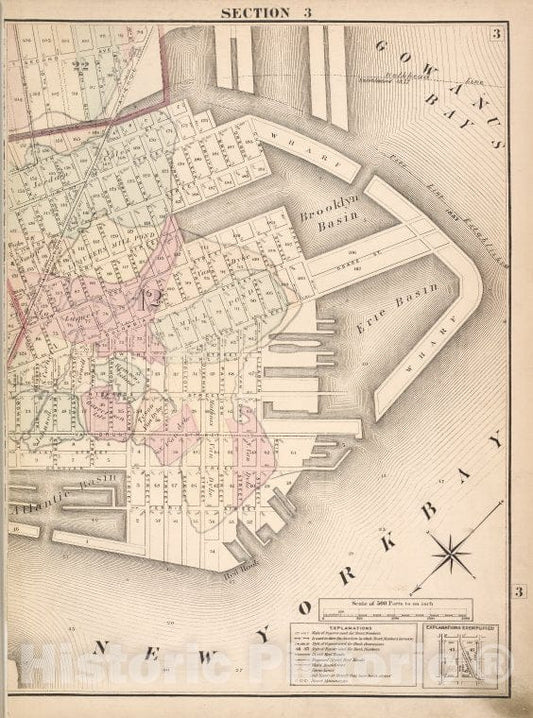 Historic 1874 Map - Brooklyn, Section 3; [Including Wards 12, 22] - Brooklyn (New York, N.Y.)- Farm Line Map Of The City Of Brooklyn - Vintage Wall Art