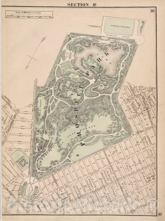 Historic 1874 Map - Brooklyn, Section 10; [Including Ward 22] - Brooklyn (New York, N.Y.)- Farm Line Map Of The City Of Brooklyn - Vintage Wall Art