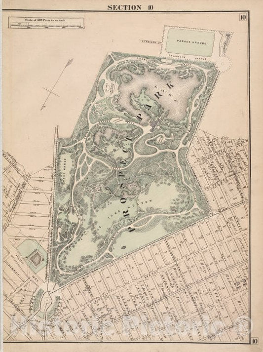 Historic 1874 Map - Brooklyn, Section 10; [Including Ward 22] - Brooklyn (New York, N.Y.)- Farm Line Map Of The City Of Brooklyn - Vintage Wall Art