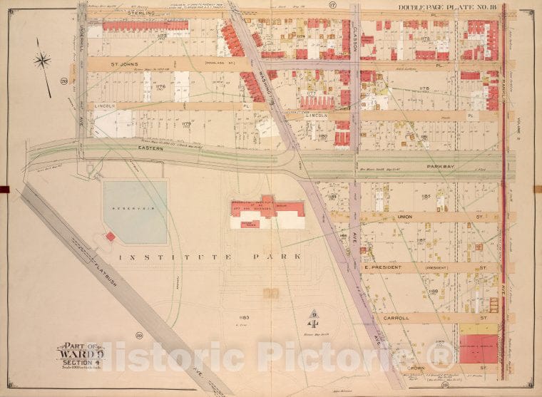 Historic Map - 1903 Brooklyn (New York, N.Y.) Part Of Ward 9, [Sterling Pl, Franklin Ave, Crown St, Washington Ave; Flatbush Ave, Eastern Parkway, Underhill Ave. - Vintage Wall Art