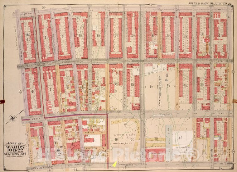 Historic Map - 1903, Brooklyn (New York, N.Y.) Vol. 1, Plate No. 22; Part Of Ward 22, Section 2 & 4; [Bounded By 6Th Ave, 8Th Ave; ] - Vintage Wall Art