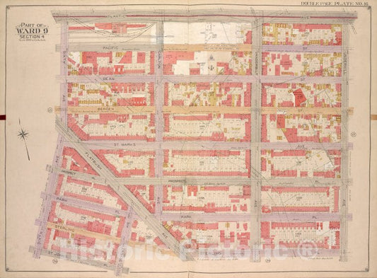 Historic Map - 1903, Brooklyn (New York, N.Y.) Part Of Ward 9, Section 4; [Atlantic Ave, Underhill Ave, Sterling Pl, St. John Pl; Flatbush Ave, 7Th Ave, 6Th Ave. - Vintage Wall Art
