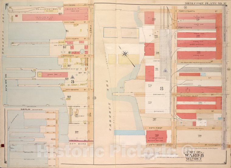 Historic Map - 1903 Brooklyn, (New York, N.Y.),52Nd St 44Th St 2Nd Ave, 1St Ave, 45Th St 46Th St 47Th St 48Th St 49Th St 50Th St; 51St St 53Rd St 54Th - Vintage Wall Art
