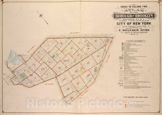 Historic Map - 1904 Brooklyn (New York, N.Y.), Atlas Of The Borough Of Brooklyn Sections 5, 6 & 7. Wards 7, 11, 20, 21, 23, 24 & 25. City Of New York. - Vintage Wall Art