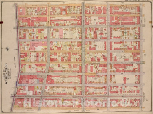 Historic Map - 1904, Brooklyn (New York, N.Y.) Vol. 2, Plate No. 5; Part Of Wards 7 & 20, Section 7; [Bounded By Kent Ave, Be Kalb Ave; ] - Vintage Wall Art