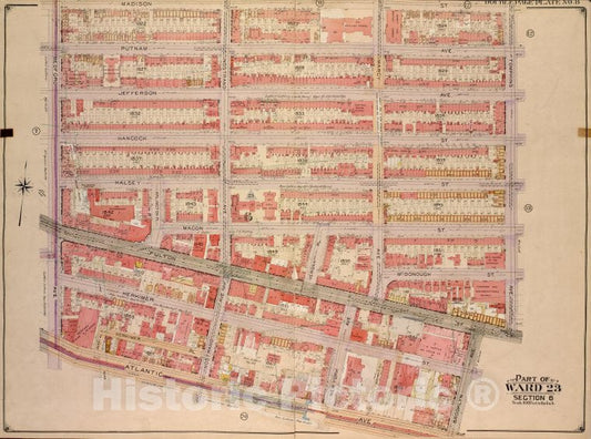 Historic Map - 1904, Brooklyn (New York, N.Y.) Vol. 2, No. 8; Part Of Ward 23, Sectio 6; [Bounded By Madison St, Tompkins Ave; ] - Vintage Wall Art