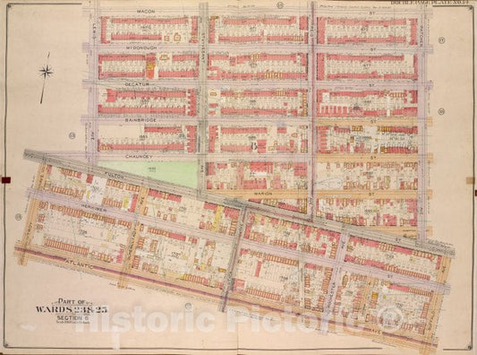 Historic Map - 1904, Brooklyn (New York, N.Y.) Part Of Wards 23 & 25, [Macon St, Patchen Ave, Buffalo Ave; Atlantic Ave, Troy Ave, Fulton St, Lewis Ave. - Vintage Wall Art