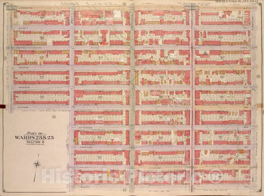 Historic Map - 1904, Brooklyn (New York, N.Y.) Part Of Wards 23 & 25, Section 6; [Lexington Ave, Patchen Ave, Macon St; Lewis Ave, Putnam Ave, Sumner Ave.] - Vintage Wall Art