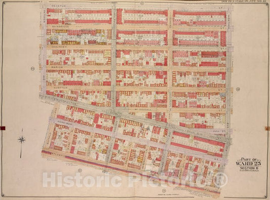 Historic Map - 1904, Brooklyn (New York, N.Y.) Part Of Ward 25, Section 6; [Decatur St, Saratoga Ave, Hull St; Atlantic Ave, Buffalo Ave, Fulton St, Patchen Ave. - Vintage Wall Art