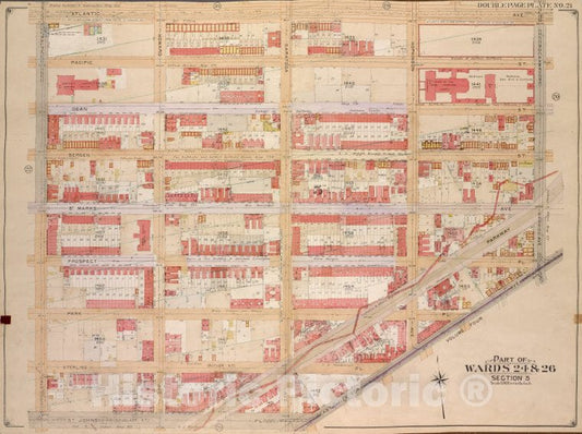Historic Map - 1904 Brooklyn (New York, N.Y.) Wards 24 & 26, Section 5; [Atlantic Ave, Rockaway Ave, East New York Ave; St. Johns Pl. (Douglass St.), Ralph Ave.] - Vintage Wall Art