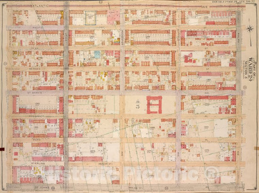 Historic Map - 1904, Brooklyn (New York, N.Y.) Vol. 2, No. 22; Part Of Ward 24, Section 5; [Bounded By Atlantic Ave; ] - Vintage Wall Art