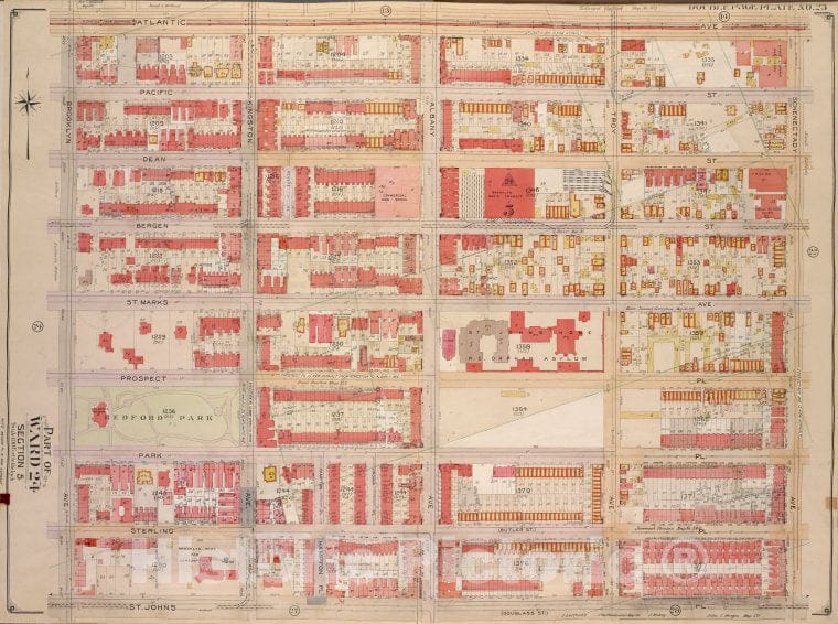 Historic Map - 1904, Brooklyn (New York, N.Y.) Vol. 2, No. 23; Part Of Ward 24, Section 5; [Bounded By Atlantic Ave, Schenectady Ave; ] - Vintage Wall Art