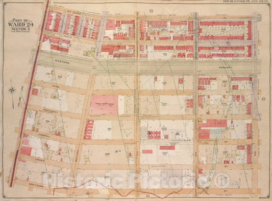 Historic Map - 1904, Brooklyn (New York, N.Y.) Vol. 2, No. 25; Part Of Ward 24, Section 5; [Bounded By St. Johns Pl. (Douglass St.); ] - Vintage Wall Art