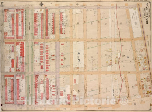 Historic Map - 1904 Brooklyn (New York, N.Y.) Wards 24 & 29, Section 5; [Albany Ave, East New York Ave. (Old Earl St.); New York Ave, St. Johns Pl. (Douglass St.) - Vintage Wall Art
