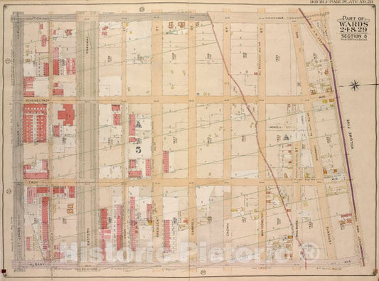 Historic Map - 1904, Brooklyn (New York, N.Y.) Part Of Wards 24 & 29,[Utica Ave, East New York Ave. (Earl St.); Albany Ave, St. Johns Pl. (Douglass St.) - Vintage Wall Art