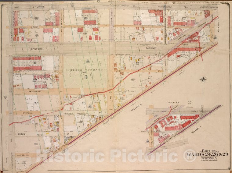 Historic Map - 1904 Brooklyn, (New York, N.Y.), St. Johns Pl. (Douglass St.), Howard Ave; Including East New York Ave, Utica Ave; - Vintage Wall Art