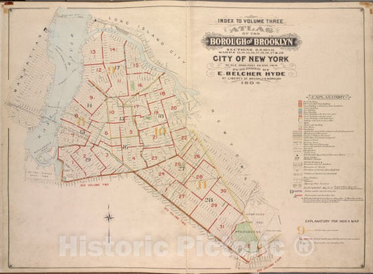 Historic Map - 1904 Brooklyn (New York, N.Y.), Atlas Of The Borough Of Brooklyn. Sections 8, 9, 10 & 11. Wards 13, 14, 15, 16, 17, 18, 19, 27 & 28. C - Vintage Wall Art