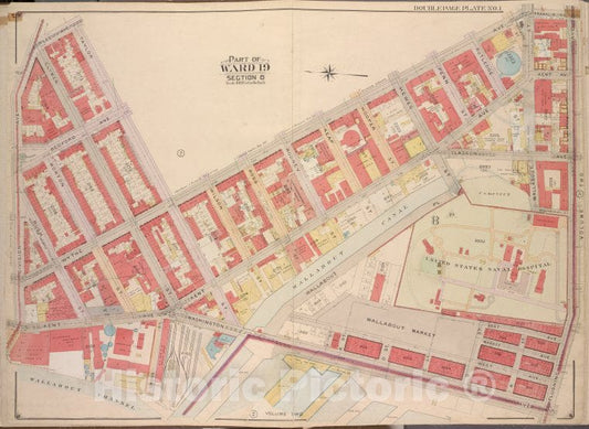 Historic Map - 1904 Brooklyn, (New York, N.Y.), Lee Ave, Taylor St Wythe Ave, Franklin Ave, Flushing Ave, Washington Ave, Wallabout Channel, Division Ave, Vintage Wall Art