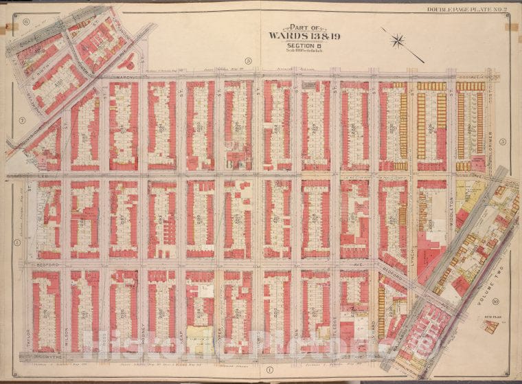 Historic Map - 1904 Brooklyn, (New York, N.Y.), Broadway, Roooney St Marcy Ave, Lorimer St Flushing Ave, Wallabout St Wythe Ave, Taylor St Lee Ave, Divisio - Vintage Wall Art