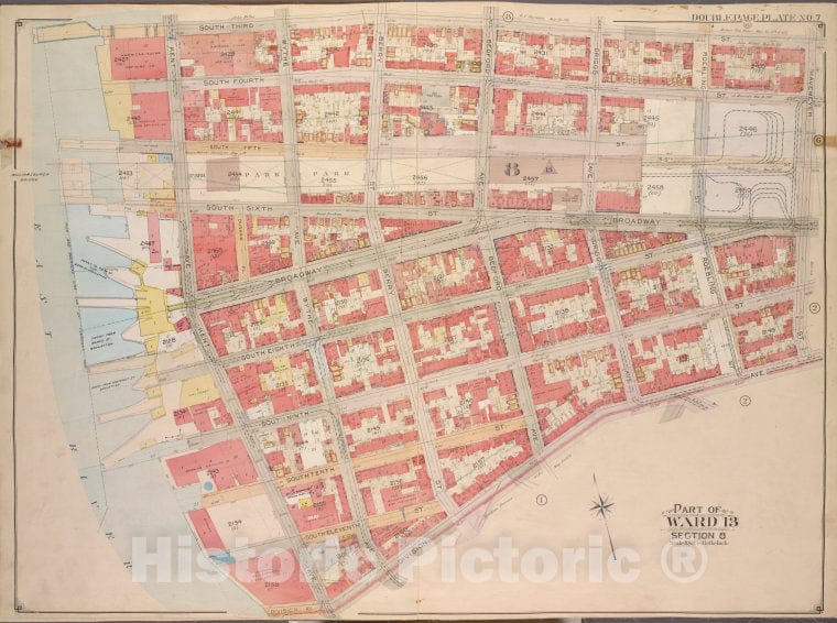 Historic Map - 1904, Brooklyn (New York, N.Y.) Vol. 3, Plate No. 7; Part Of Ward 13, Section 8; [Bounded By South Third St, Haveneyer St; ] - Vintage Wall Art