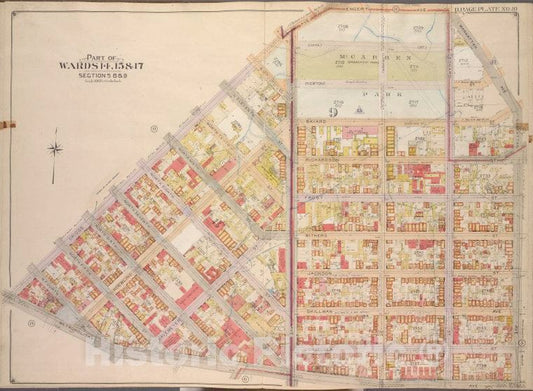 Historic Map - 1904, Brooklyn (New York, N.Y.) Vol. 3, No. 10; Part Of Wards 15 & 17, Sections 8 & 9; Bounded By Engert Ave, Manhattan Ave, Metropolitan Ave; - Vintage Wall Art