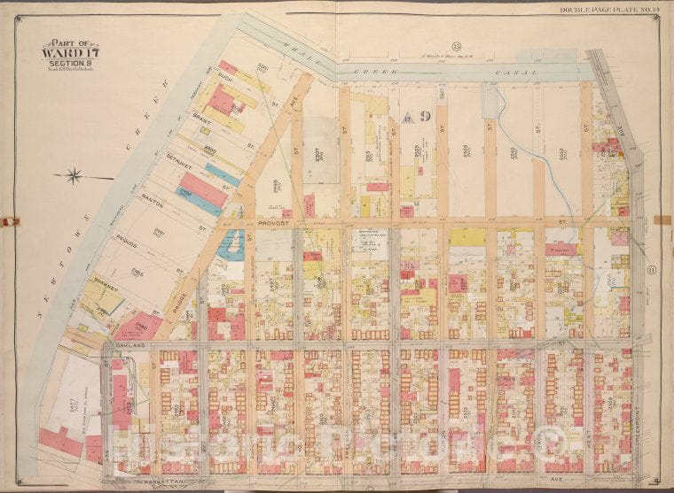Historic Map - 1904, Brooklyn (New York, N.Y.) Vol. 3, No. 14; Part Of Ward 17, Section 9; [Bounded By Whale Creek Canal, Greenpoint Ave; ] - Vintage Wall Art