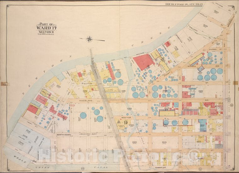 Historic Map - 1904, Brooklyn (New York, N.Y.) Vol. 3, No. 15; Part Of Ward 17, Section 9; [Bounded By Newtown Creek, Vandam St; ] - Vintage Wall Art