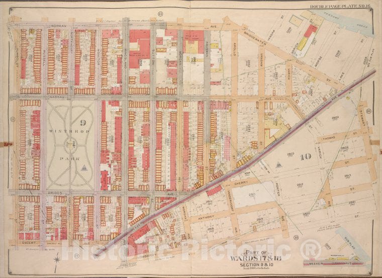 Historic Map - 1904 Brooklyn, (New York, N.Y.), Norman Ave, Bridgewater St Vandam St Newtown Creek Including Stewart St Lombardy St Engert Ave. (Van Pelt Ave. - Vintage Wall Art
