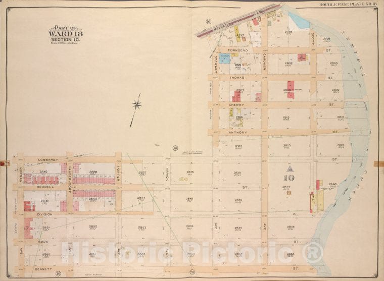 Historic Map - 1904, Brooklyn (New York, N.Y.) Part Of Ward 18, Section 10; [Meeker Ave, Newtown Creek, Bennett St; Morgan Ave, Lombardy St, Stewart Ave.] - Vintage Wall Art