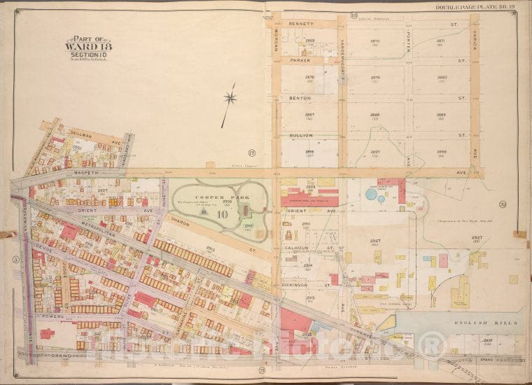 Historic Map - 1904 Brooklyn, (New York, N.Y.), Bennett St Varick Ave, Maspeth Ave, Grand St Bushwick Ave; Old Woodpoint Rd, Skillman Ave, Kingland Ave. - Vintage Wall Art