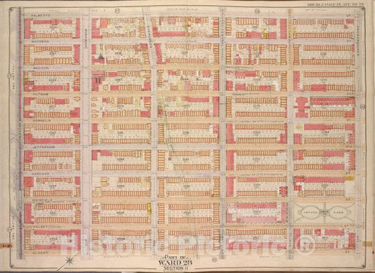 Historic Map - 1904, Brooklyn (New York, N.Y.) Vol. 3, Plate No. 29; Part Of Ward 28, Section 11; [Palmetto St, Knickerbocker Ave; ] - Vintage Wall Art