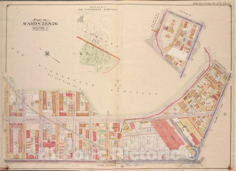 Historic Map - 1904 Brooklyn, (New York, N.Y.), Highland Blvd, Vermont St; Including Jamaica Ave. (Norman Pl.), Broadway, Granite St.No. 1; - Vintage Wall Art