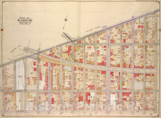 Historic Map - 1905, Brooklyn (New York, N.Y.) Vol. 4, No. 7; Part Of Ward 26; Sections 12; [Bounded By East New York Ave, Jamaica Ave, Bradford St; ] - Vintage Wall Art