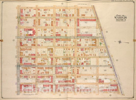 Historic Map - 1905, Brooklyn (New York, N.Y.) Vol. 4, Plate No. 11; Part Of Ward 26; Sections 13; [Milford St, New Lots Ave; ] - Vintage Wall Art