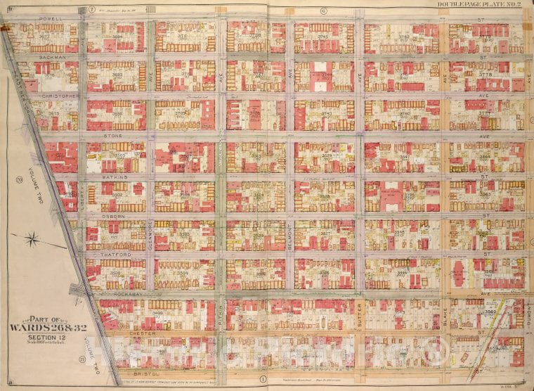 Historic Map - 1905 Brooklyn (New York, N.Y.); Part Of Wards 26 & 32, Section 12; [Bounded By Powell St, Dumont Ave; Including Bristol St, East New York Ave.] - Vintage Wall Art
