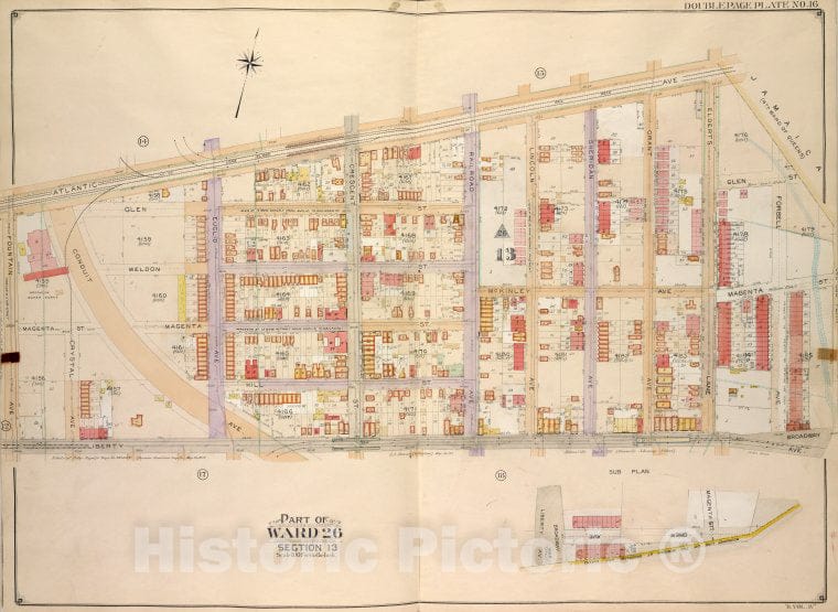 Historic Map - 1905 Brooklyn, (New York, N.Y.),Atlantic Ave, Forbell Ave, Broadway; Liberty Ave, Fountain Ave, Magenta St Boundary Line Of The Borough Of B - Vintage Wall Art