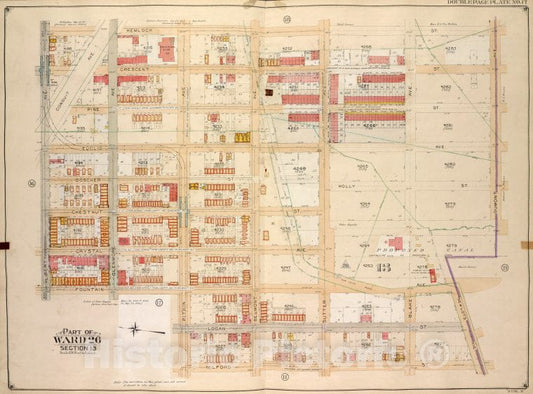 Historic Map - 1905 Brooklyn (New York, N.Y.) Part Of Ward 26; Sections 13; [Hemlock, Dumont Ave, New Lots Ave; Milford, Pitkin Ave, Fountain Ave, Liberty Ave. - Vintage Wall Art