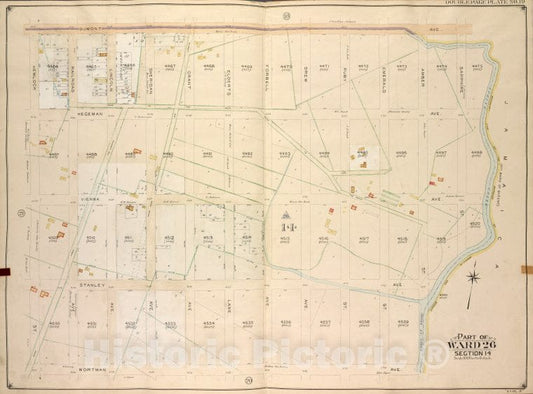 Historic Map - 1905, Brooklyn (New York, N.Y.) Vol. 4, No. 19; Part Of Ward 26; Sections 14; [Bounded By Dumont Ave, Spring Creek, Amber St. Creek; ] - Vintage Wall Art