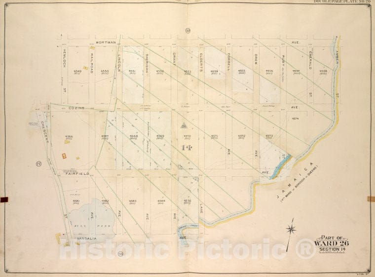 Historic Map - 1905, Brooklyn (New York, N.Y.) Vol. 4, No. 20; Part Of Ward 26; Sections 14; [Bounded By Wortman Ave, Amber St, Vandalia Ave; ] - Vintage Wall Art