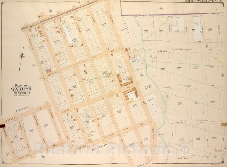 Historic Map - 1905 Brooklyn, (New York, N.Y.),Newlots Ave, Fountain Ave, Dumont Ave, Hemlock St; Old Mill Road, Wortman Ave, Stanley Ave, Berriman St, S - Vintage Wall Art